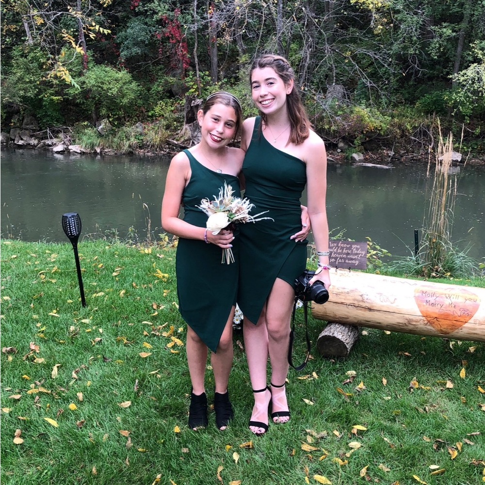 Emerald Sundae Dark Green One-Shoulder Dress